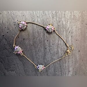 Pink and Gold Ladybug Bracelet